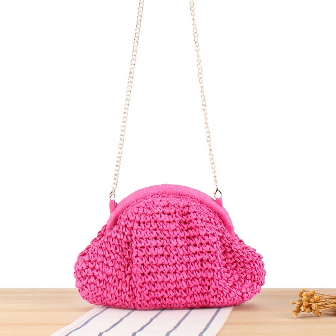 Handbag Made of High-Quality Natural Material with Silver Chain Strap Bowlift