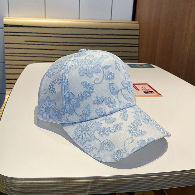 Women's Floral Embroidered Baseball Cap Bowlift