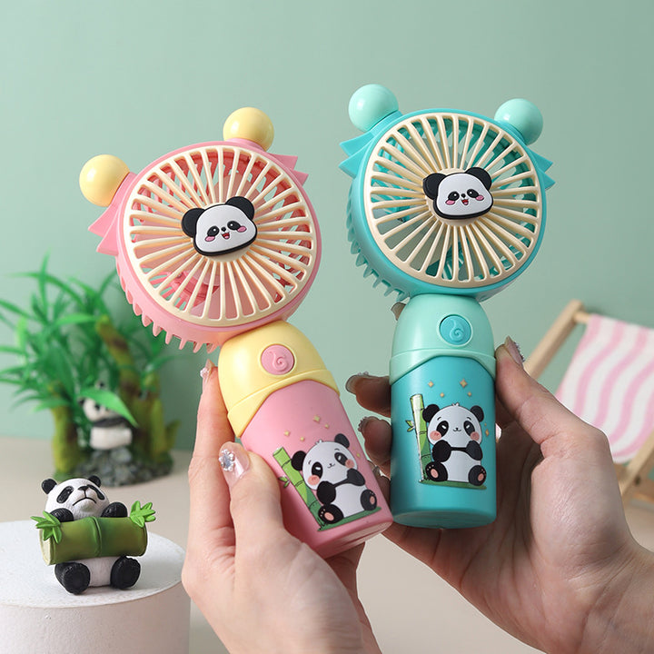 Unisex portable hand fan child-friendly with panda motif and soft silicone ears Bowlift