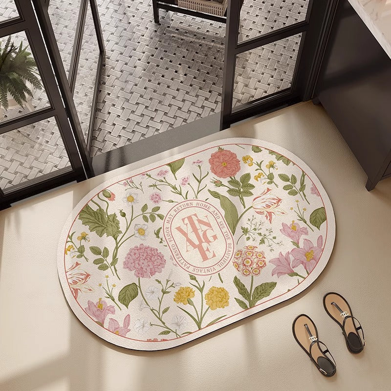 Floral Embroidered Bath Mat Bowlift