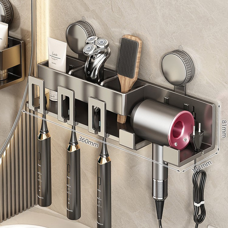 Wall-Mounted Hair Tool Organizer with Storage Compartment Bowlift