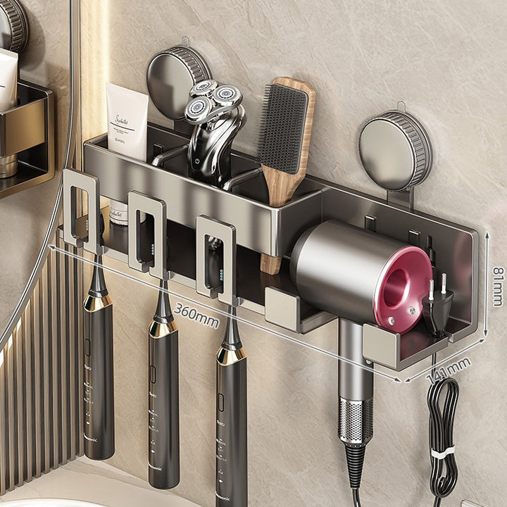 Wall-Mounted Hair Tool Organizer with Storage Compartment Bowlift