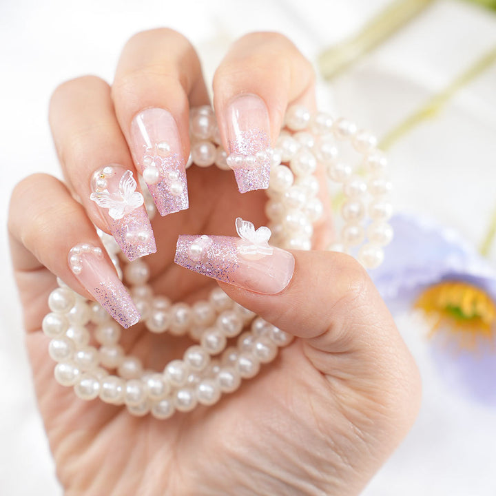 Decorative Nail Art Set with Butterfly Accents Bowlift