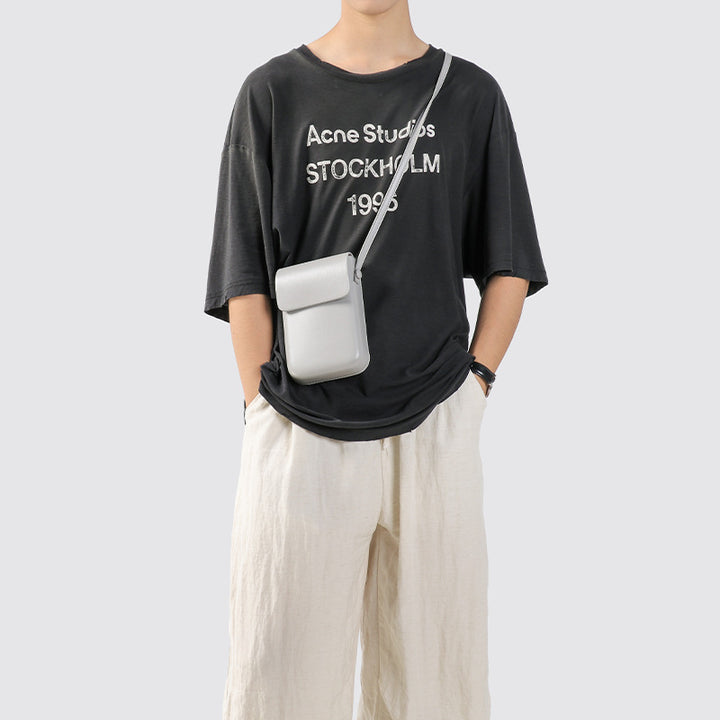 Compact Leather Crossbody Pouch Bowlift