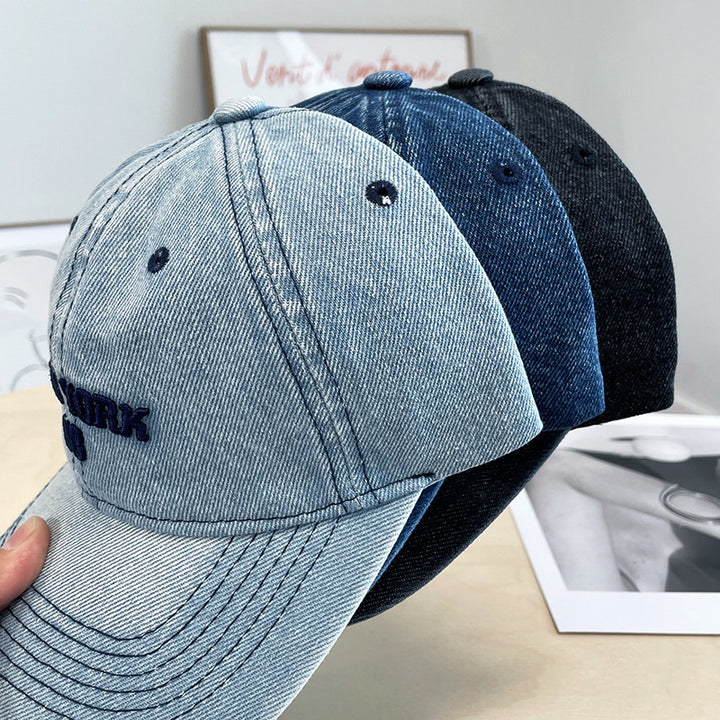 Men's Distressed Denim Baseball Cap Bowlift