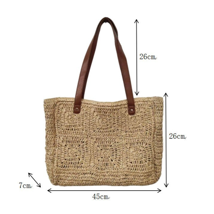 Braided jute bag with leather handles Bowlift