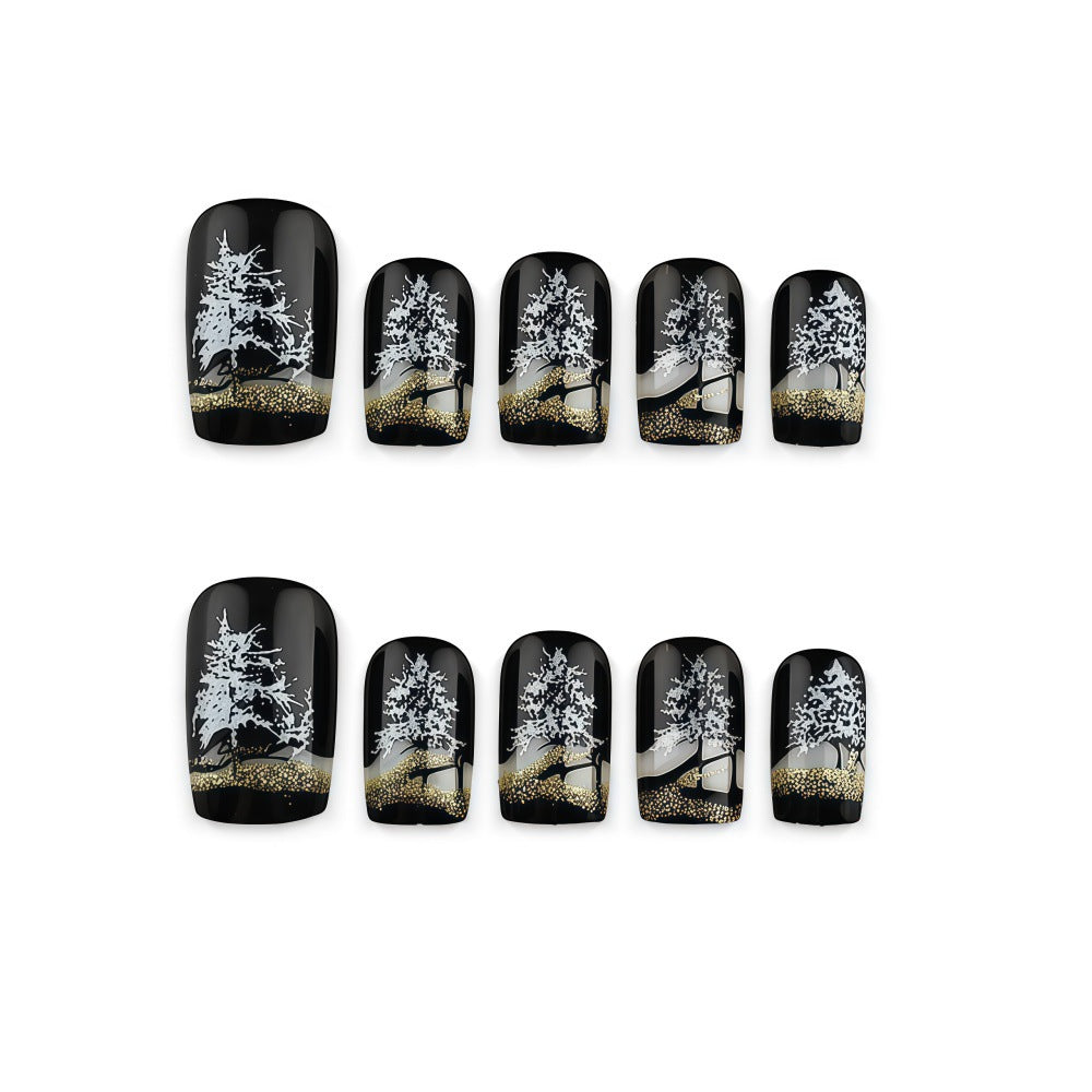 Artificial nails in elegant winter forest design Bowlift