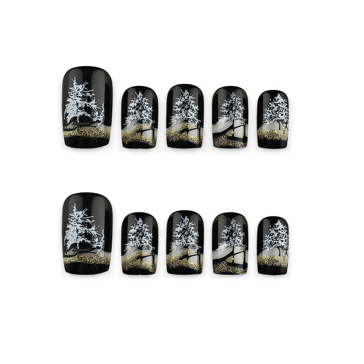 Artificial nails in elegant winter forest design Bowlift