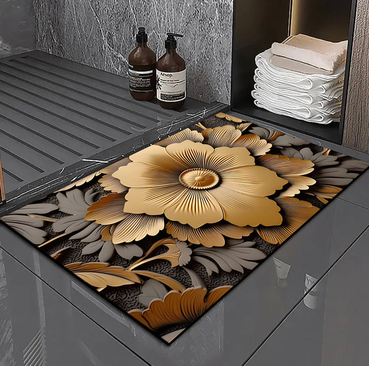 3D Floral Design Bath Mat Bowlift