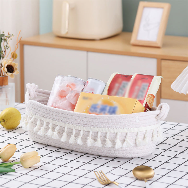 Women Decorative Storage Basket with Fringe Decoration Bowlift