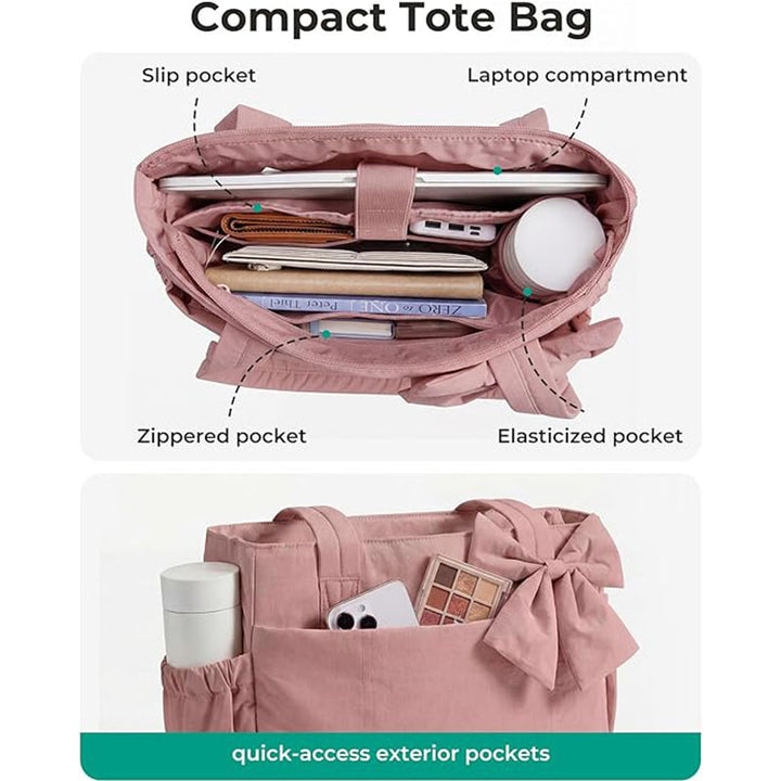 Fashionable Tote Bag with Decorative Bow Detail Bowlift