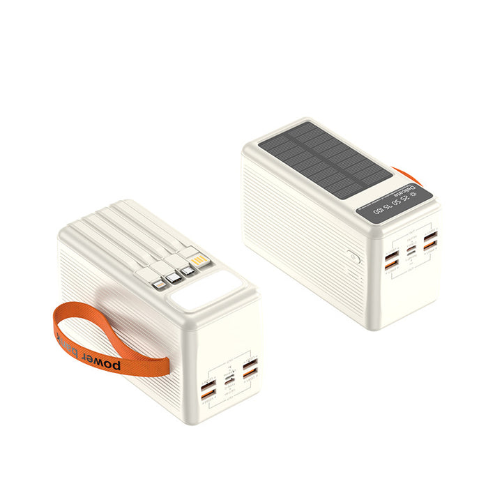Solar Powerbank with Integrated Charging Cables and Digital Display Bowlift