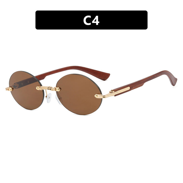 Women's round sunglasses with elegant wooden frame and UV protection Bowlift