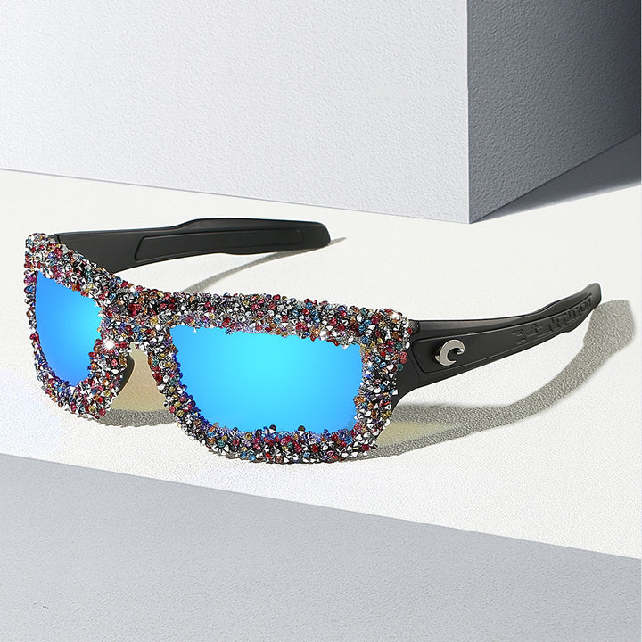 Women's sporty sunglasses with sparkling rhinestone frame Bowlift
