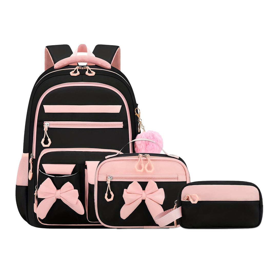 Cute Bow Design Backpack Set