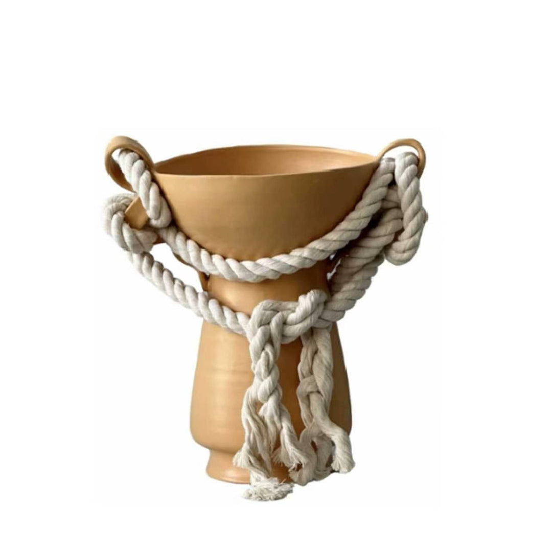 Decorative Ceramic Vase with Rope Handle