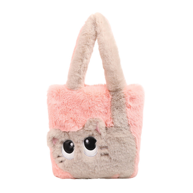 Plush shoulder bag with cat motif Bowlift