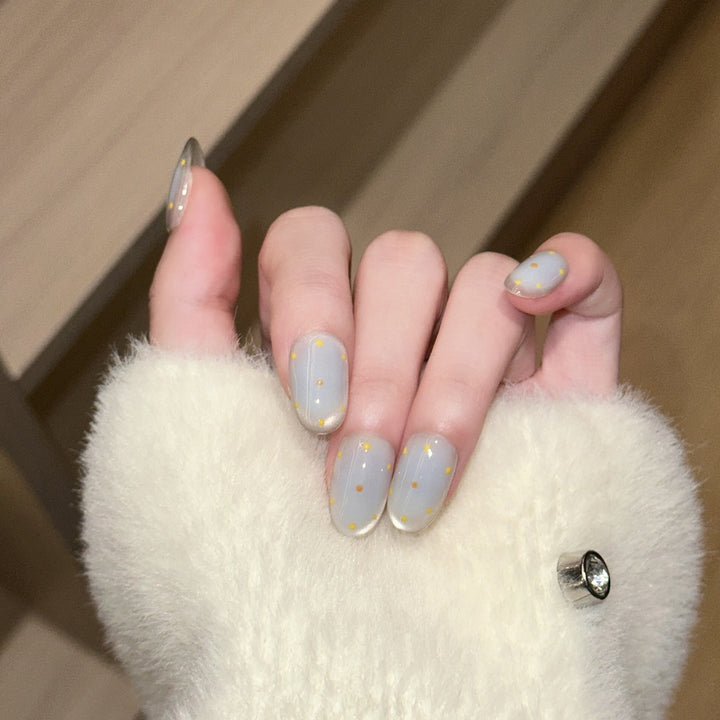 Handmade Press-On Nail Set with Artistic Floral Design Bowlift