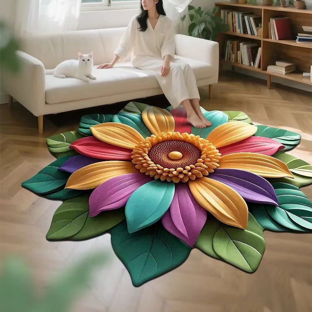 Floral-Themed Memory Foam Area Rug Bowlift