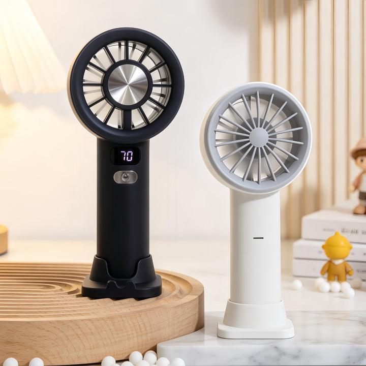 Ladies portable hand fan with LCD display and USB charging function Bowlift