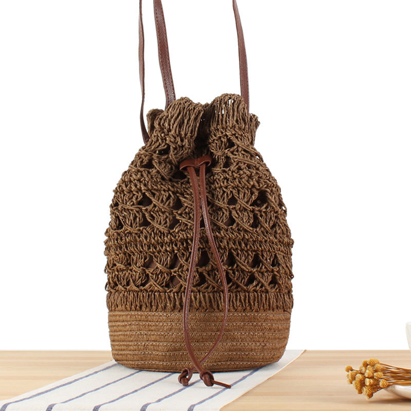 Designer Backpack Made of Natural Weave with Leather Accents Bowlift