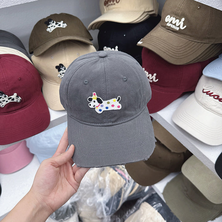 Women's Cute Embroidered Dog-Themed Baseball Cap Bowlift