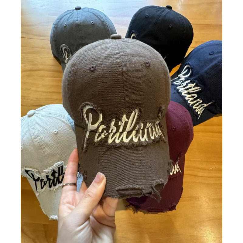 Unisex Distressed Cotton Baseball Cap Bowlift