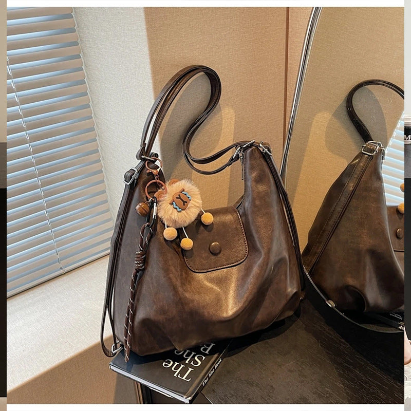 Chic Textured Leather Hobo Bag Bowlift