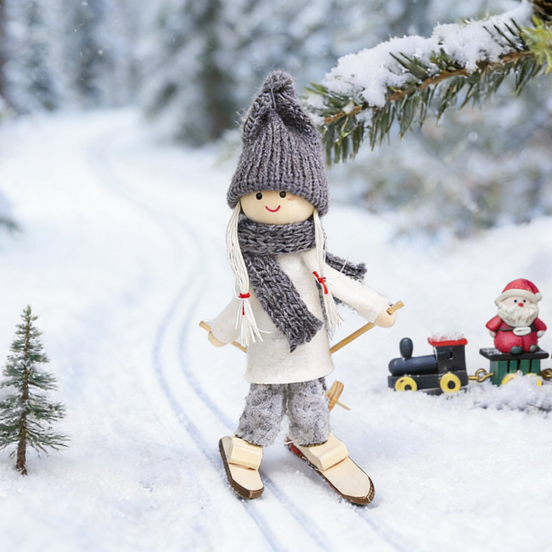 Decorative Santa Claus figure in ski style