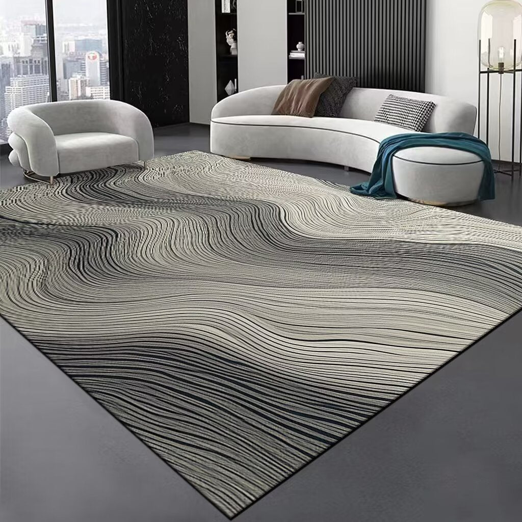 Contemporary Wave Pattern Area Rug Bowlift