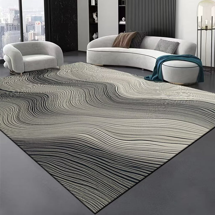 Contemporary Wave Pattern Area Rug Bowlift