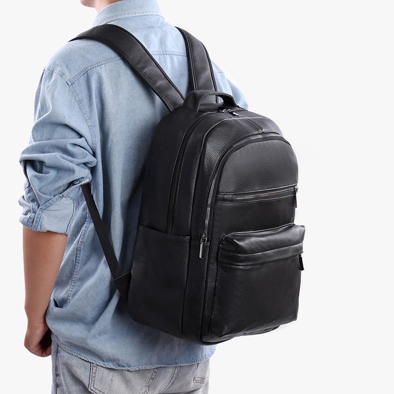 Sleek Textured Leather Backpack Bowlift