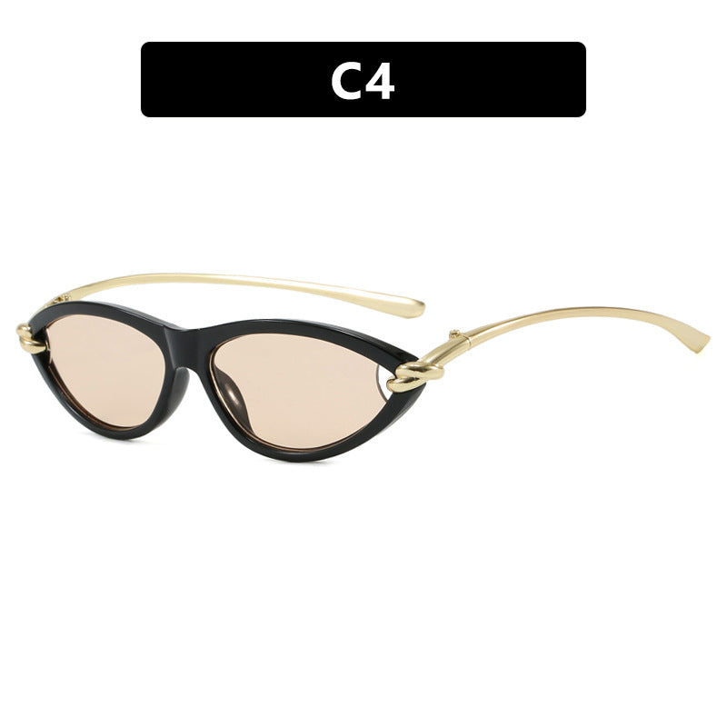 Women's Cat-Eye Sunglasses with Elegant Metal Frame and Protective UV Filter Bowlift