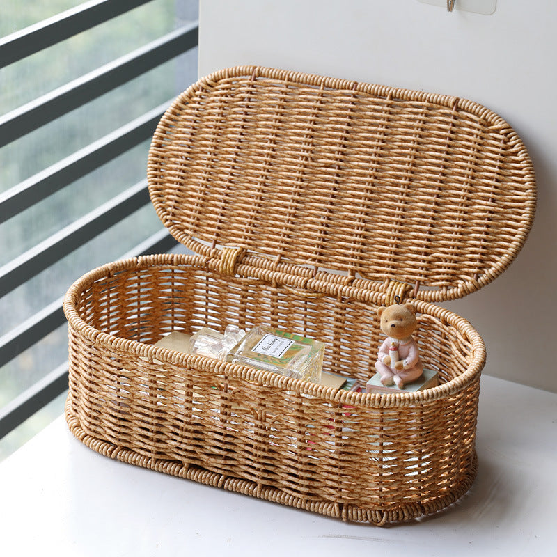 Oval Handmade Wicker Storage Basket Bowlift