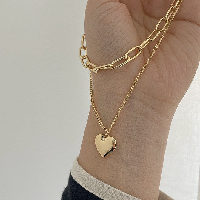 Heart Chain Layered Necklace Bowlift