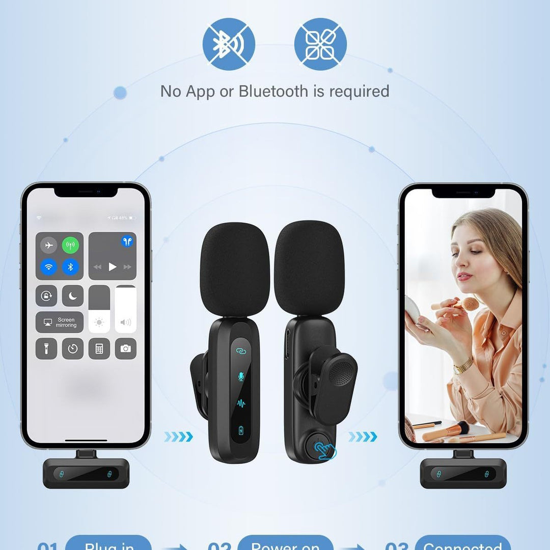 Wireless Lavalier Microphone with High-Sensitivity Audio Recording Bowlift