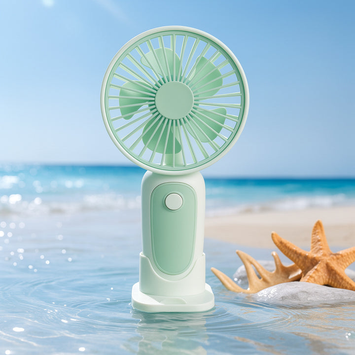 Unisex compact portable hand fan with foldable stand and quiet brushless motor rechargeable Bowlift