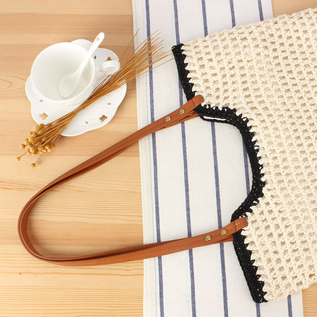 Stylish Macrame Tote Bag with Sturdy Leather Handles Bowlift