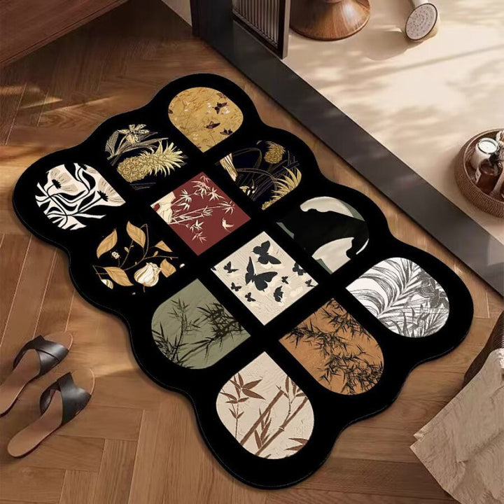Artistic Floral Patterned Area Rug Bowlift