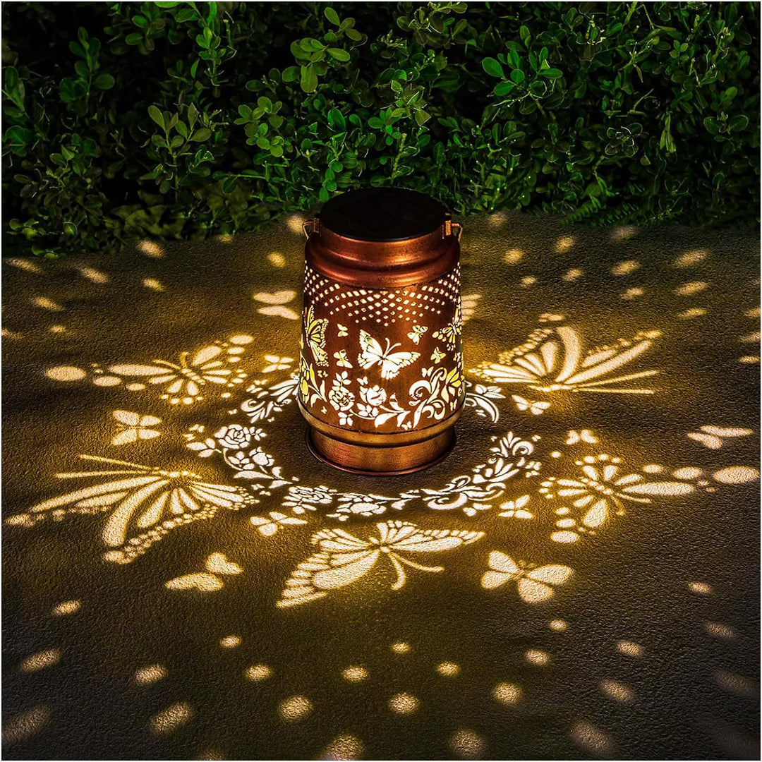 Intricate Metal Shadow Projection Table Lamp With Rechargeable LED Bowlift