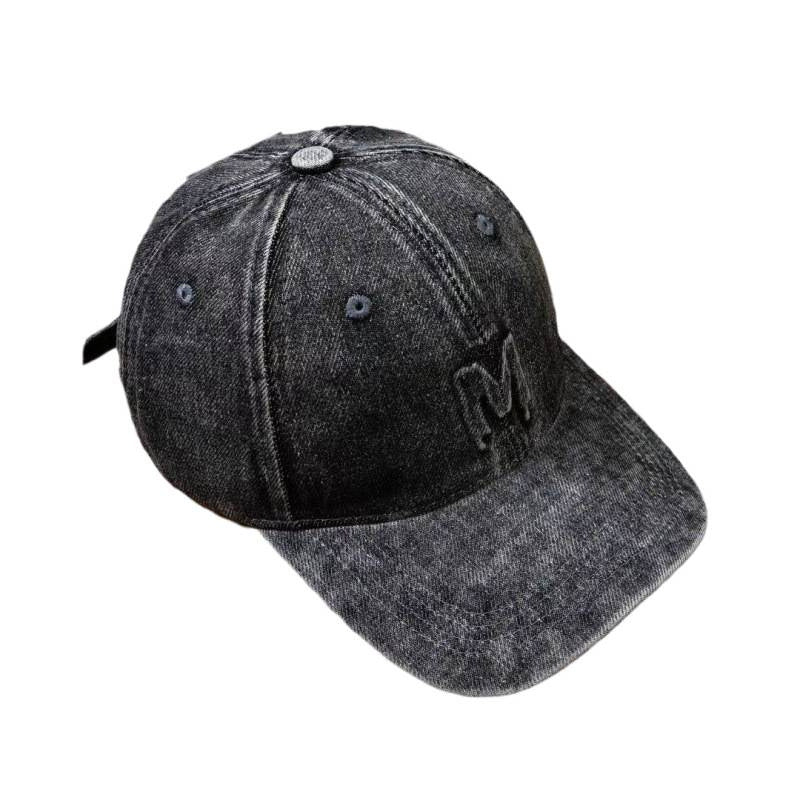 Men's Distressed Denim Baseball Cap Bowlift