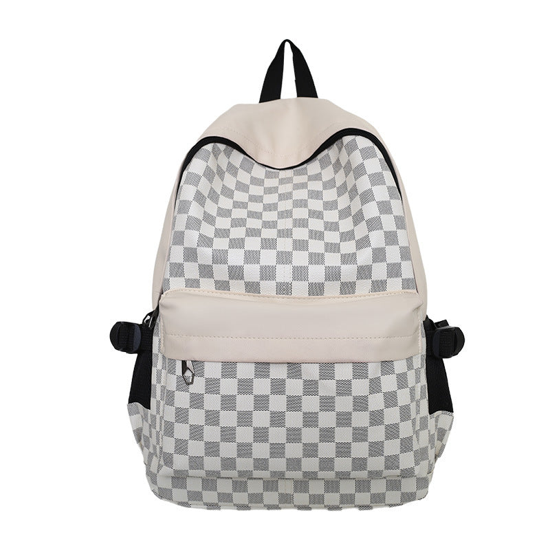Stylish Checked Pattern Backpack Bowlift