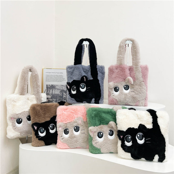 Plush shoulder bag with cat motif Bowlift