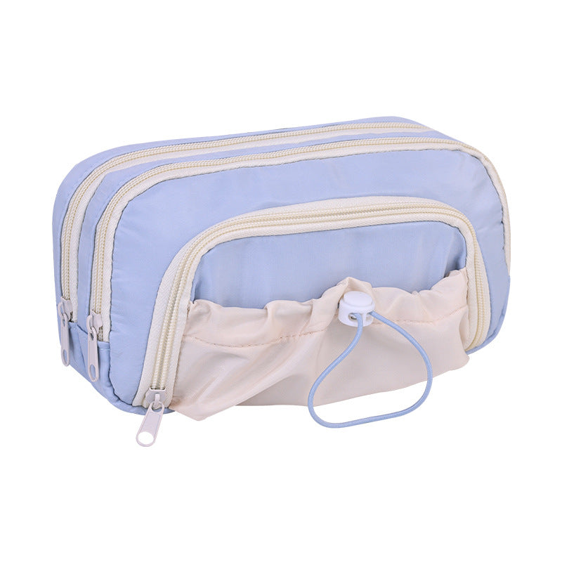 Multifunctional Cosmetic Pouch With Multiple Compartments And Practical Zipper Bowlift