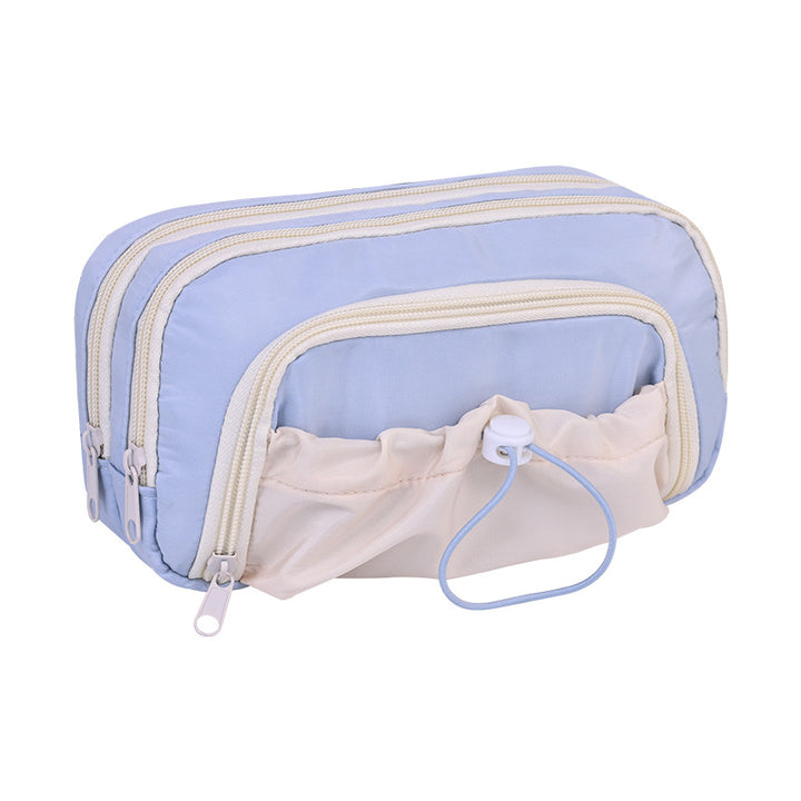 Multifunctional Cosmetic Pouch With Multiple Compartments And Practical Zipper Bowlift
