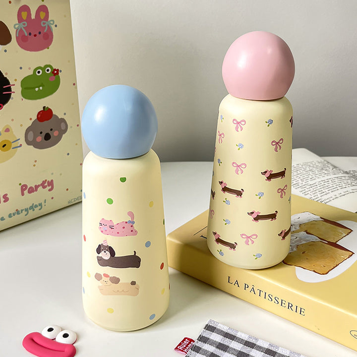 Ladies Insulated Drinking Bottle with Fun Animal Design and Ergonomic Design Bowlift