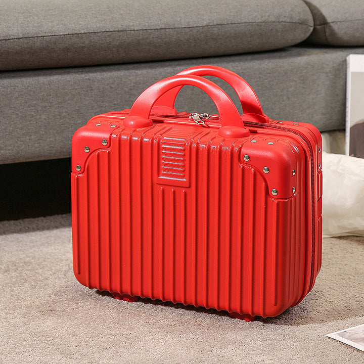 compact hard-shell travel vanity cosmetic and tech organizer with ribbed shell reinforced corners removable padded insert Bowlift