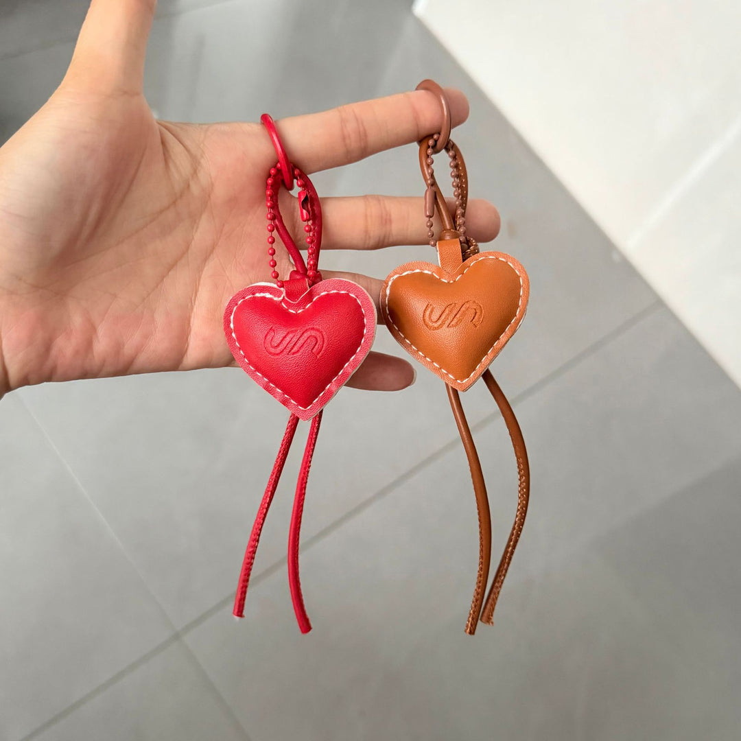 Leather Heart Charm Keychain Bowlift
