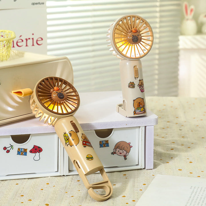 Women's Portable Mini Hand Fan with Creative Animal Designs Bowlift