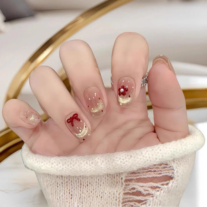 Artificial nails with festive decorations Bowlift